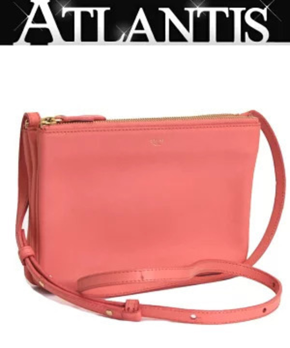 Celine Trio Crossbody Bag Lambskin Coral Pink